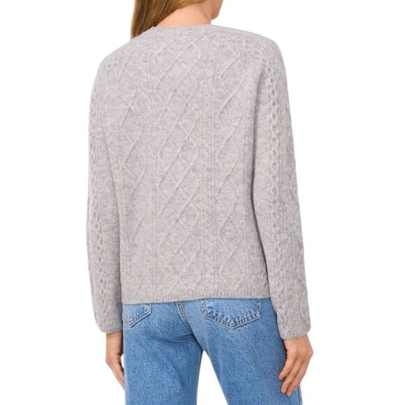 Vince Camuto Women's Cable Sweater Light Heather Grey Size L - Picture 3 of 8